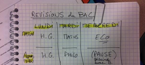 exemple planning bac es